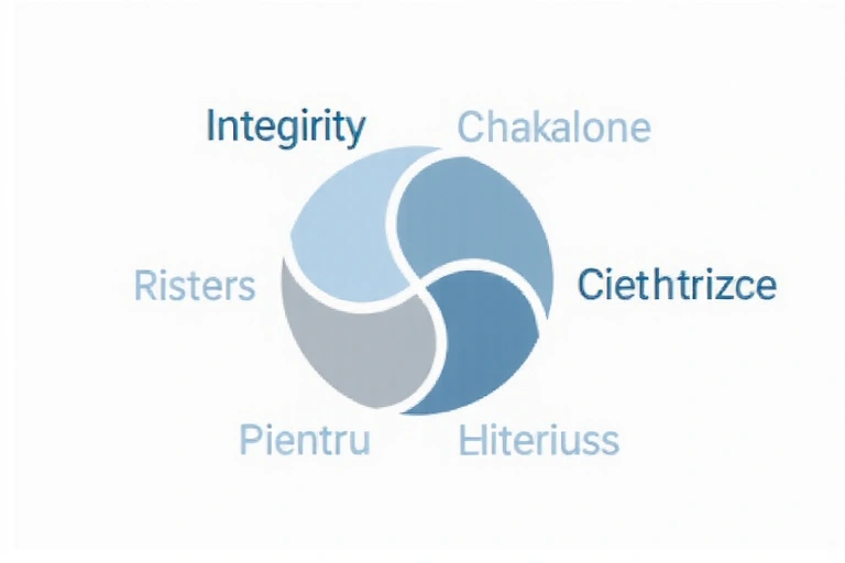Abstract representation of core values with interconnected geometric shapes