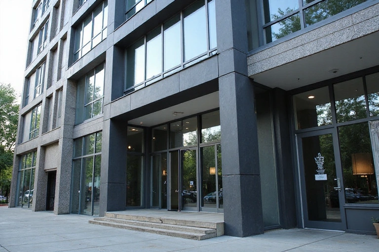 Modern office building facade representing Legalscope's establishment