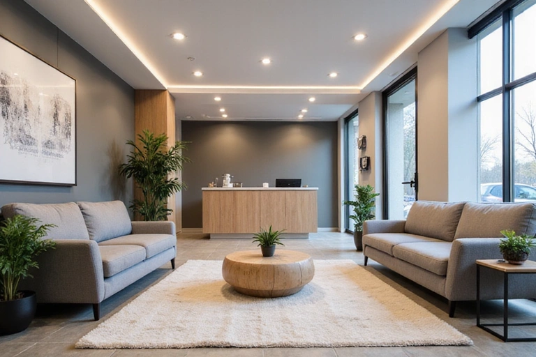 Modern and spacious law office reception area