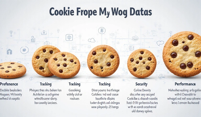 Illustration of various types of cookies and digital data