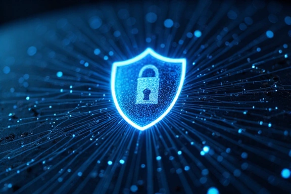 Abstract image of a shield protecting digital data flows, representing regulatory compliance