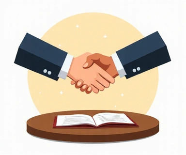 Image depicting successful mediation with handshake