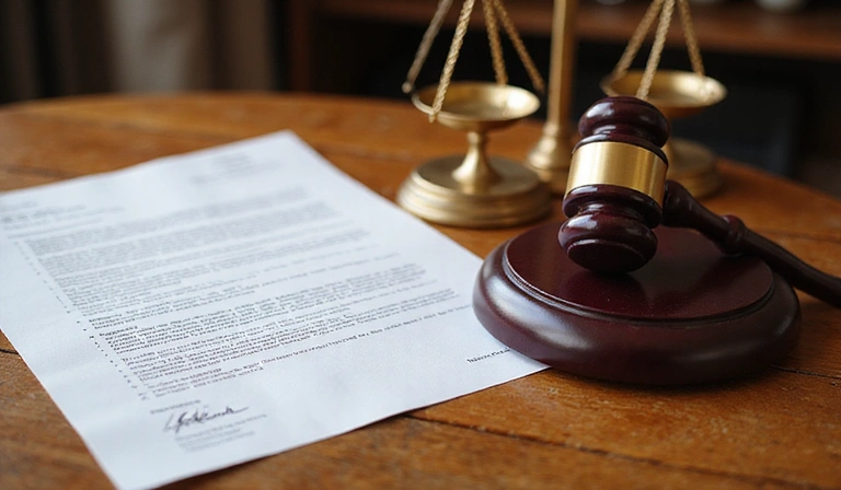 Legal documents and scales of justice representing terms of service